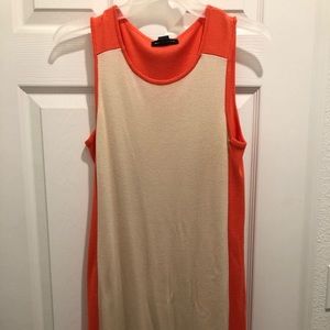 MNG Collection Peach & Off White Block Sleeveless Shift Dress
